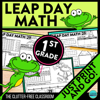 Preview of LEAP YEAR MATH ACTIVITY 2024 1st Grade Test Prep LEAP DAY Math Packet Worksheet