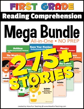 Preview of First Grade Reading Comprehension NO-PREP ALL-IN-ONE MEGA BUNDLE (275+ STORIES)