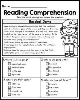 First Grade Reading Prehension Passages Set 1 By