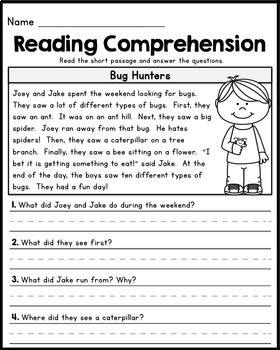 1st grade worksheets reading comprehension