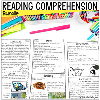 Preview of First Grade Reading Comprehension Passages and Questions BUNDLE