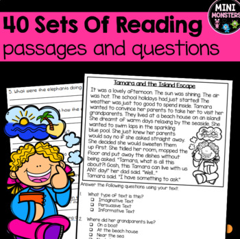 Preview of First Grade Reading Comprehension Passages and Questions Bundle