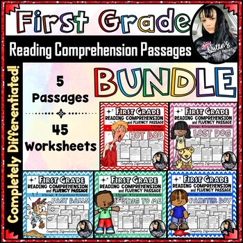 First Grade Reading Comprehension Worksheet Bundle 50 Pages Tpt