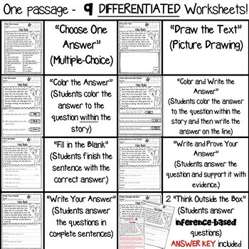 first grade reading comprehension worksheets differentiated hot bob