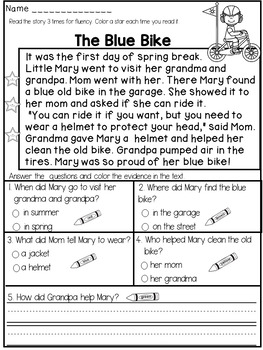 first grade reading comprehension passages and questions by dana s wonderland