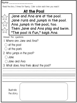 1st grade reading comprehension passages with comprehension questions