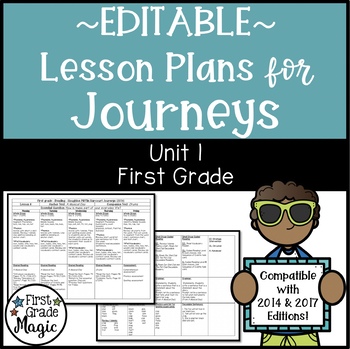 Preview of Journeys Lesson Plans First Grade Unit 1 {EDITABLE!}