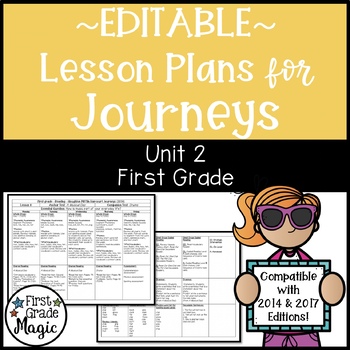 Preview of Journeys Lesson Plans First Grade Unit 2 {EDITABLE!}