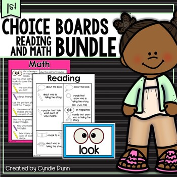 Preview of First Grade Reading Math Choice Boards Choice Menus Early Finishers 
