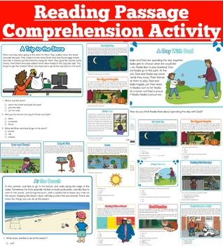 Preview of First Grade Reading Passage Comprehension Activities | 15 Passages Questions