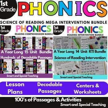 Preview of First Grade Reading Phonics & Word Work Bundle Level 1 RTI