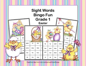 Preview of First Grade Sight Words Bingo Game - Easter Chicks