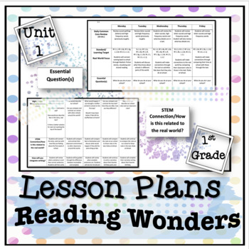 Preview of First Grade Reading Wonders Lessons Plans: Unit 1
