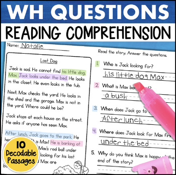 first grade reading comprehension worksheet decodable passage free by fishyrobb