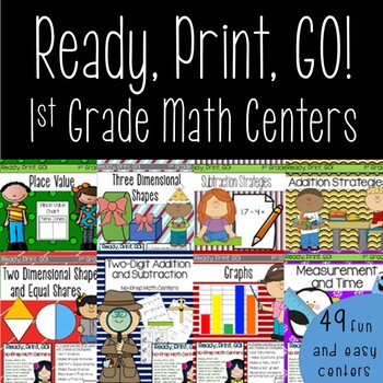 Preview of First Grade Ready, Print, Go! Math Center Bundle