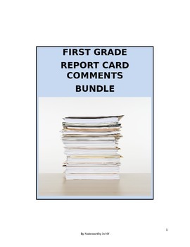 Preview of First Grade Report Card Comments BUNDLE