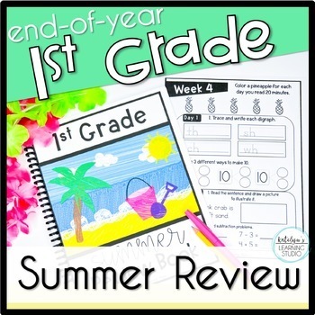 Preview of First Grade Summer Packet, 1st Grade End of the Year Review Math & Phonics Works