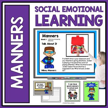 Preview of Good Manners Lessons Table Manners Kindergarten 1st Grade SEL Activities Slides