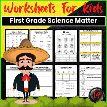 Preview of First Grade Science Worksheets Matter Scientific Method Cards