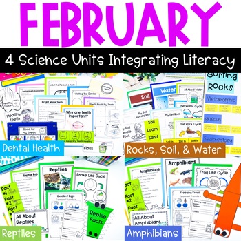 Preview of Science for February BUNDLE: Reptiles, Amphibians, Dental Health, Soil/Rock