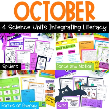 Preview of Science for October BUNDLE : Forms of Energy, Spiders, Force & Motion, Bats