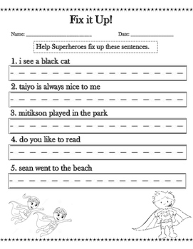 first grade sentence correction by polygirl684 tpt