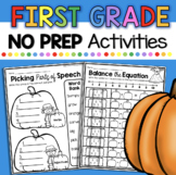 First Grade October Worksheets Math and Reading Centers Pu