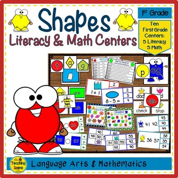 Preview of First Grade Shapes Themed Literacy & Math Centers & Activities