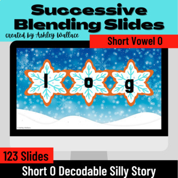 Preview of First Grade Short O Vowel CVC Successive Blending Google Slides Winter