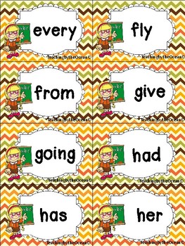 First Grade Sight Word Cards - Fall Themed by Teaching by the Ocean