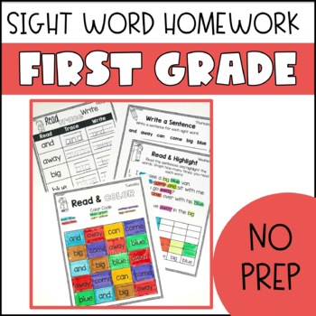 First Grade Sight Word Homework by That Tall Teacher | TpT