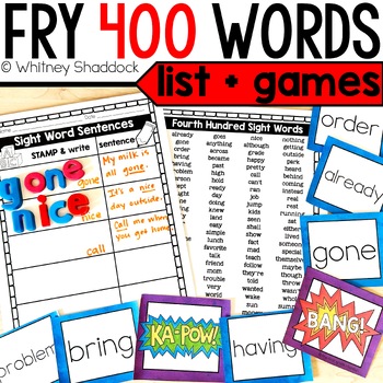 Fry 400 Sight Words List And Activities Tpt