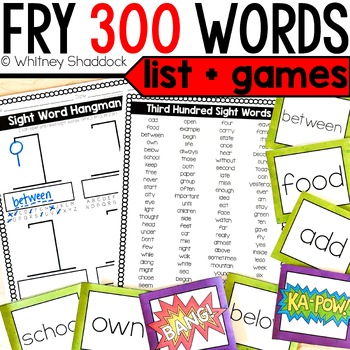 Fry 300 Sight Word List And Activities | TpT