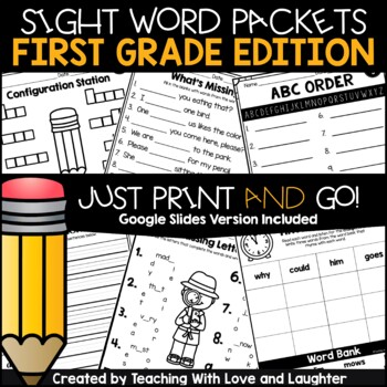Preview of First Grade Sight Word Packets Print and Digital - Google Classroom
