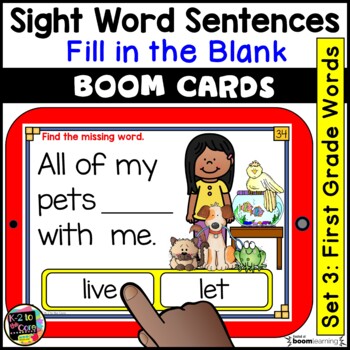 Preview of First Grade Sight Word Sentences | BOOM Cards | Digital Task Cards