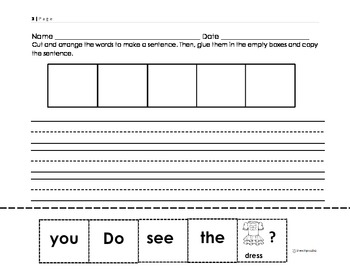 First Grade Sight Words Cut Up Sentences by Sharon Baylosis | TpT
