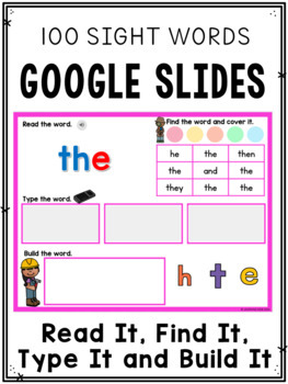 Minecraft Sight Words First 100 Fry Words for Google Slides