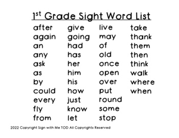 1st Grade Sight Word Sentences Booklet - 41 words by Sign with me TOD