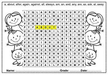 first grade sight words word search by swati sharma tpt