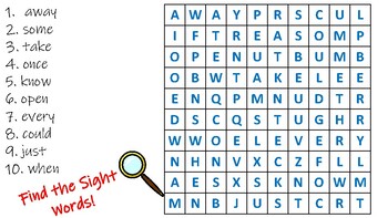 first grade sight words word search puzzles by second grade adventures