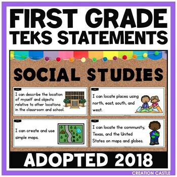 Preview of First Grade Social Studies TEKS Can and Will Standards Statements