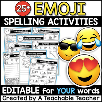 Preview of First Grade Spelling Activities Editable for Your Spelling Words - Emoji Theme