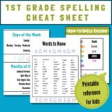 1st Grade Spelling Cheat Sheet (Printable Reference for 1s