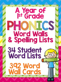 First Grade Spelling: Word Lists & Word Wall Cards