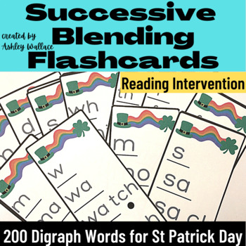 Preview of First Grade St. Patrick's Day Digraph Words Successive Blending Flash Cards