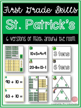 Preview of First Grade St. Patrick's Day Math Around the Room Bundle