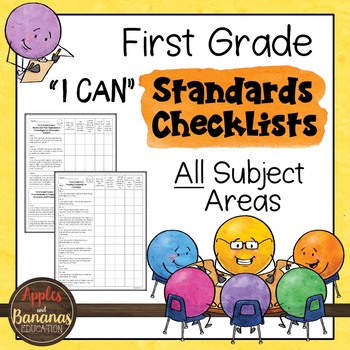 Preview of First Grade Standards Checklists for All Subjects  - "I Can"