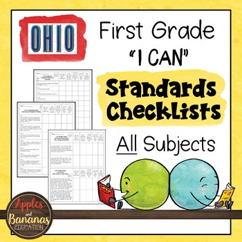 Preview of Ohio - First Grade Standards Checklists for All Subjects  - "I Can"