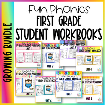 Preview of First Grade Student Workbooks | Fun Phonics | Growing Bundle