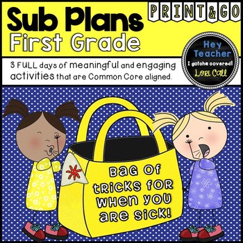 Preview of First Grade Sub Plans, A Bag of Tricks for When You Are Sick!